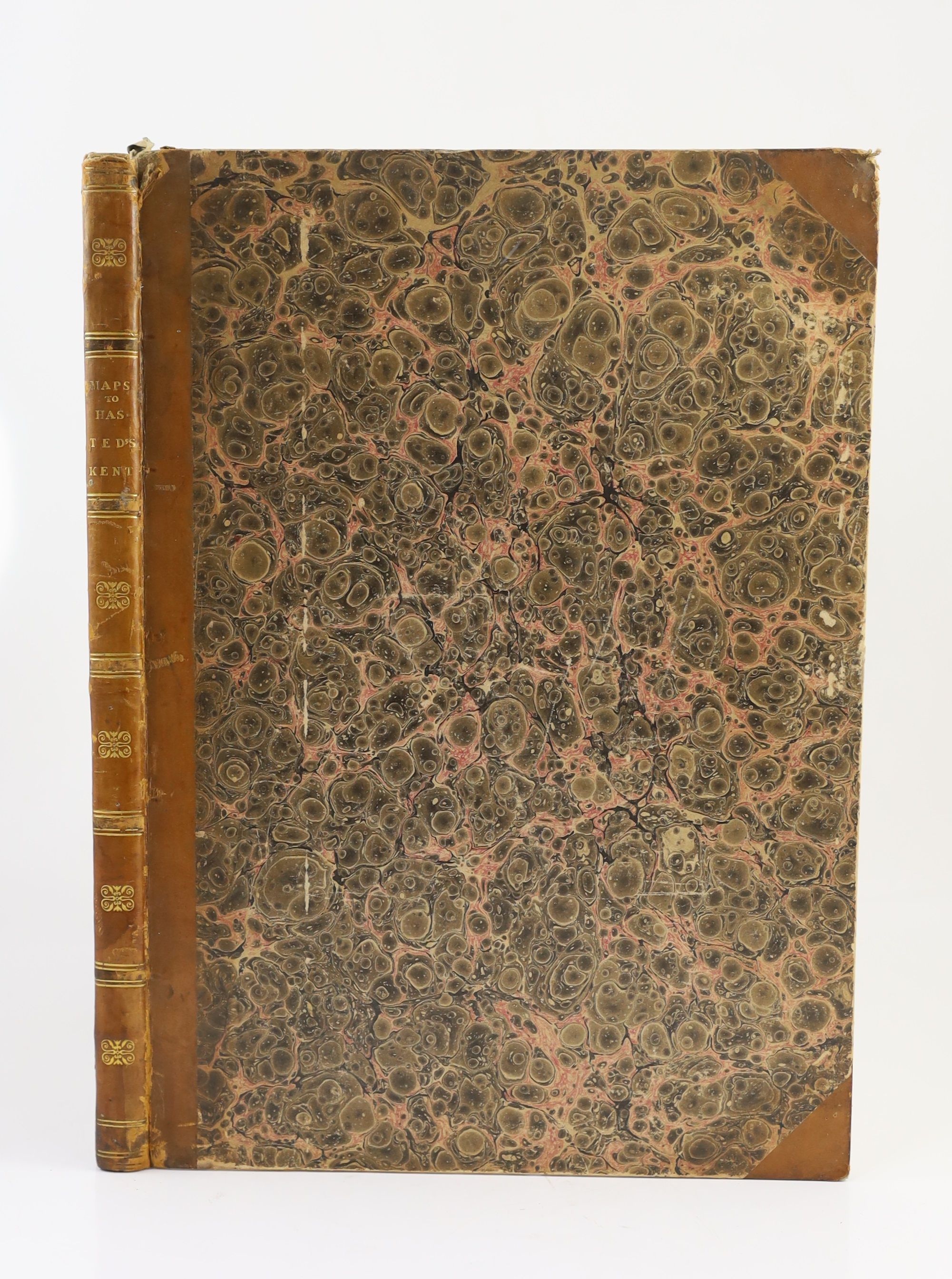 Hasted, Edward - Maps companion to The History and Topographical survey of the County of Kent, folio, half calf, some fore-edges trimmed, 1778-99. Sold not subject to return.